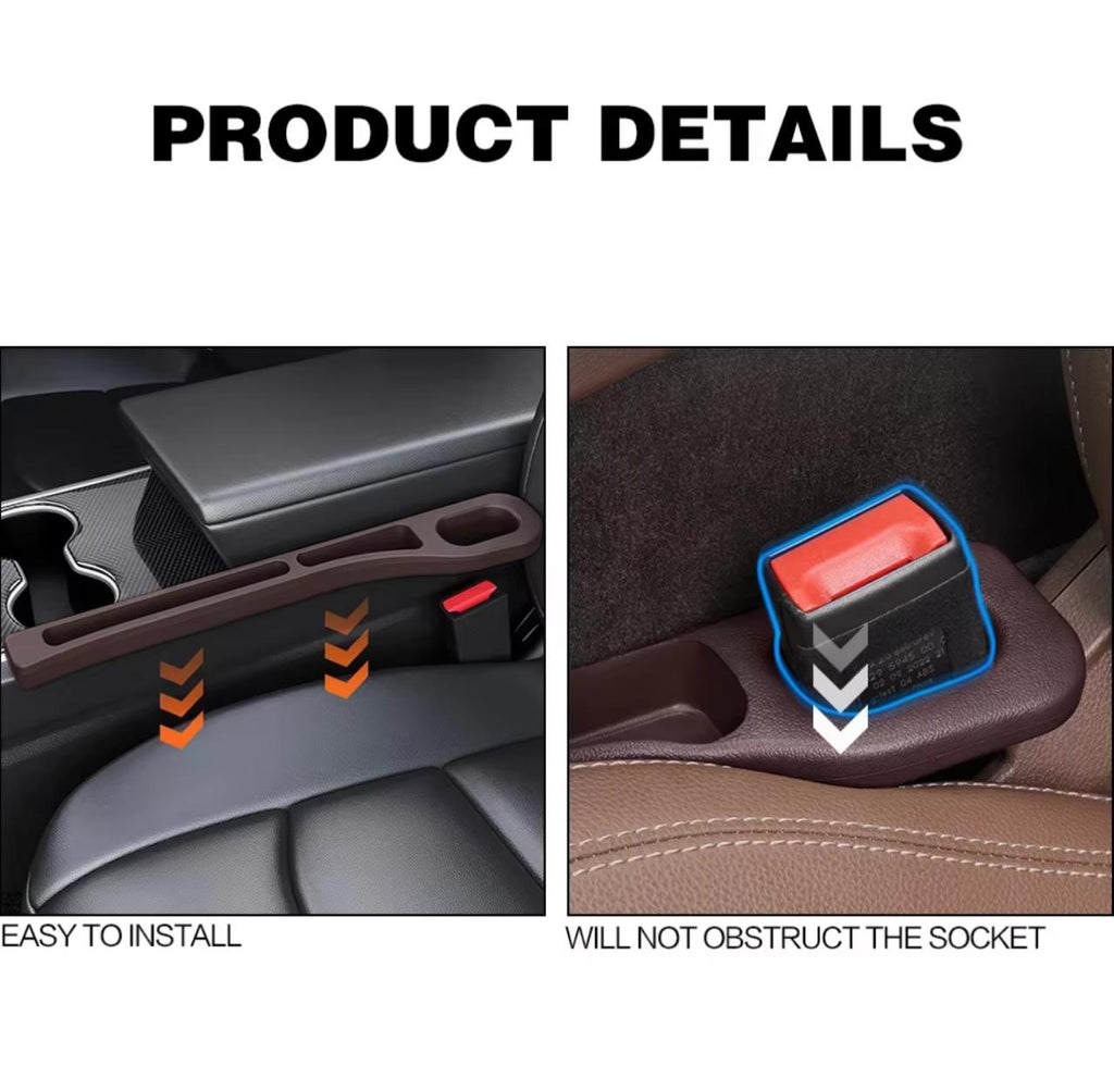 Car Seat Gap Filler – 2 PCS Universal Seat Crevice Filler, Flexible & Durable (Black / Red)