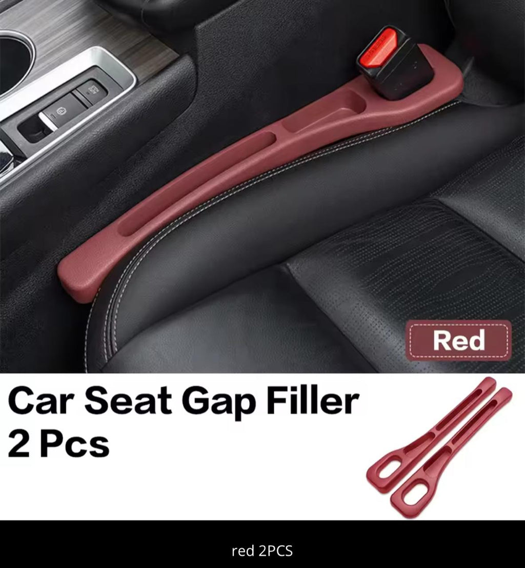 Car Seat Gap Filler – 2 PCS Universal Seat Crevice Filler, Flexible & Durable (Black / Red)