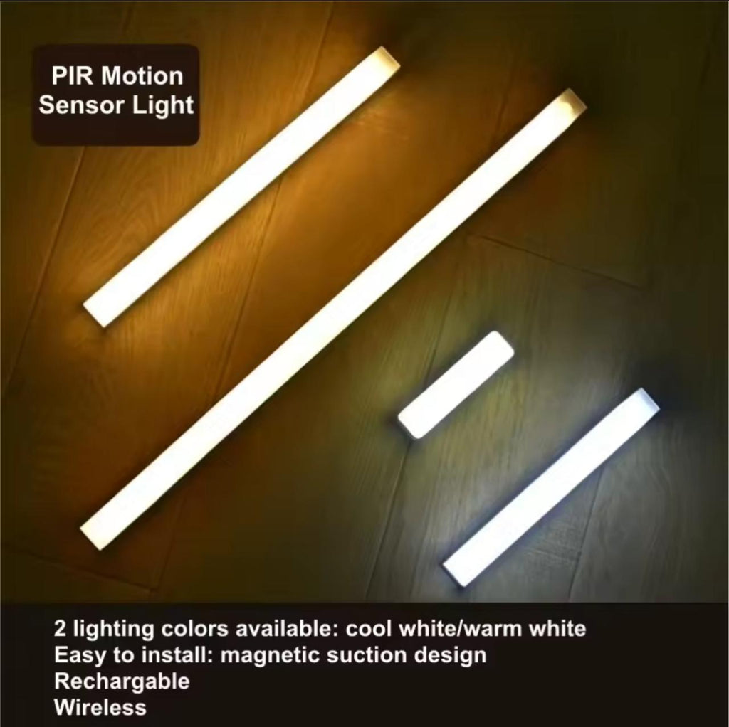 LED Motion Sensor Light Bar – PIR Wireless USB Rechargeable, Magnetic Mount, Warm & Cool White (10/20/30/50cm)