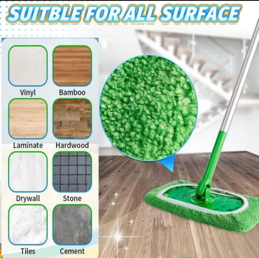 Reusable Microfiber Mop Pads – Swiffer Sweeper Compatible, Washable Floor Cleaning Pads, 3-Pack Green (10×4.5in)