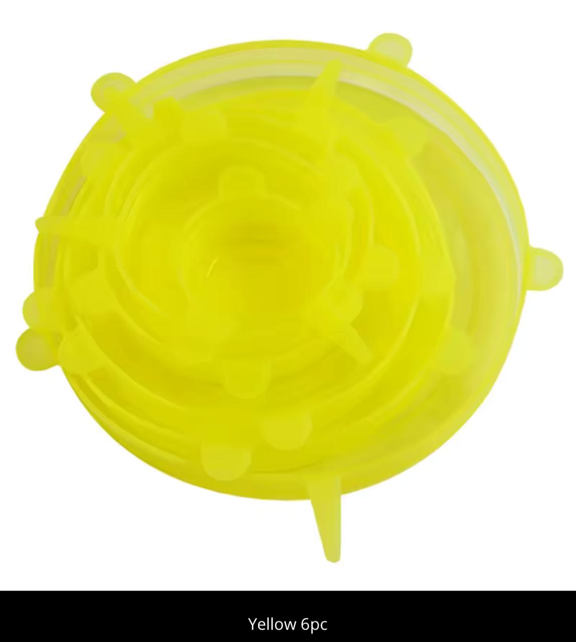 Silicone Stretch Lids 6-Pack – Reusable Food Cover Caps, 6 Sizes, BPA-Free (Pink / Blue / Yellow / Green / White)