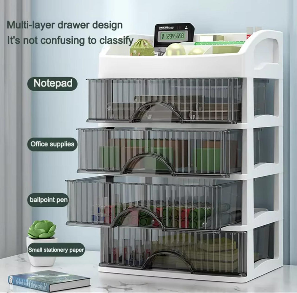 Large Makeup Organizer with Drawers – Desktop Cosmetic Storage Box, Multi-Layer, White (1/2/3/4 Layers)