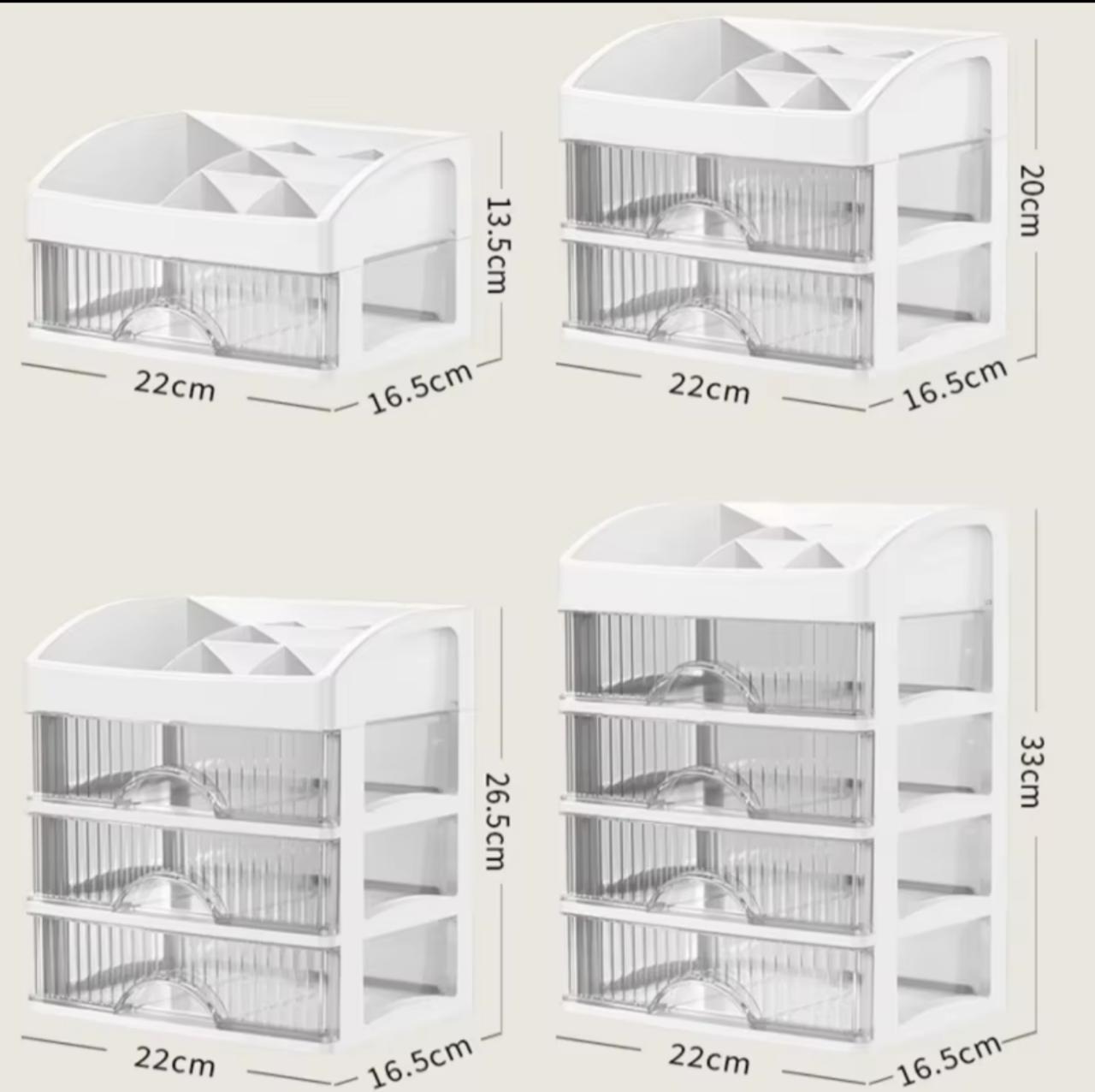 Large Makeup Organizer with Drawers – Desktop Cosmetic Storage Box, Multi-Layer, White (1/2/3/4 Layers)