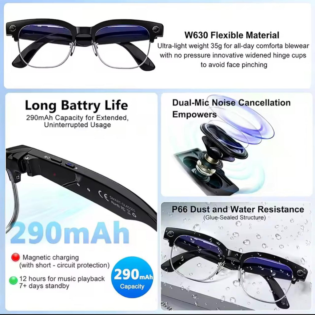 W630 AI Smart Glasses – 4K HD Camera, AI Real-Time Translation & Bluetooth Audio