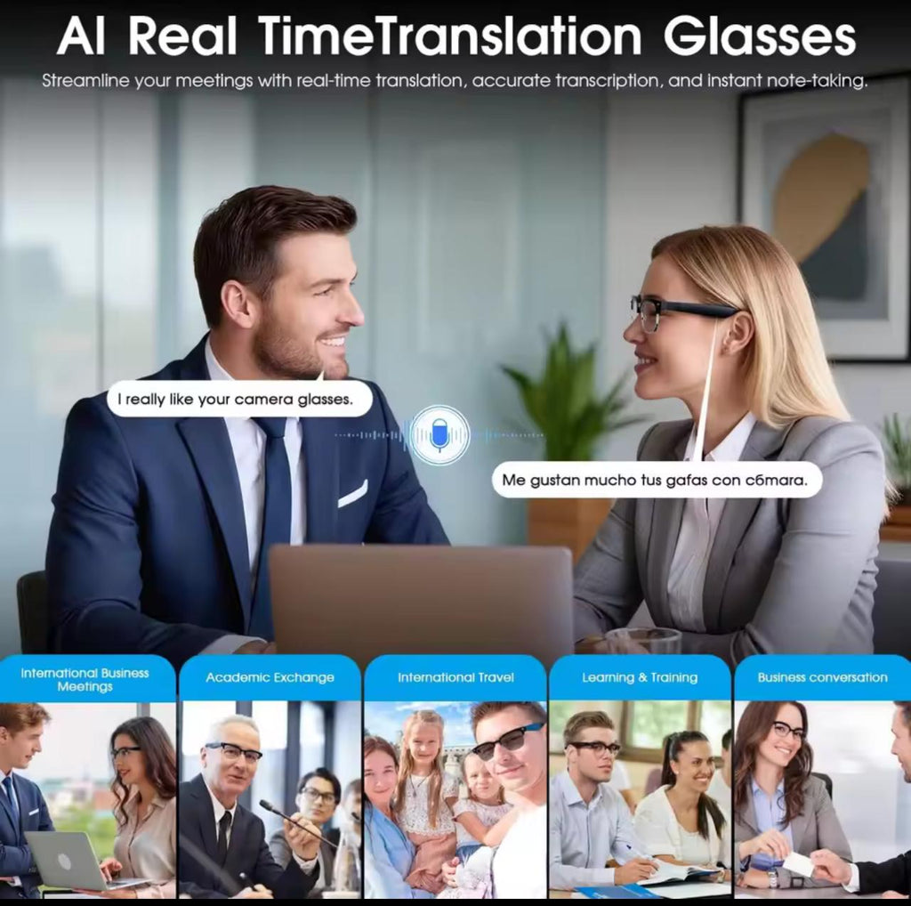 W630 AI Smart Glasses – 4K HD Camera, AI Real-Time Translation & Bluetooth Audio