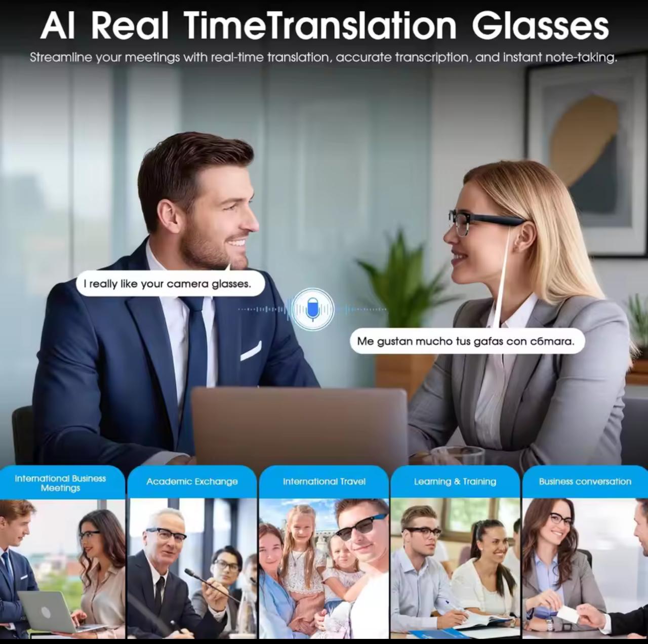 W630 AI Smart Glasses – 4K HD Camera, AI Real-Time Translation & Bluetooth Audio