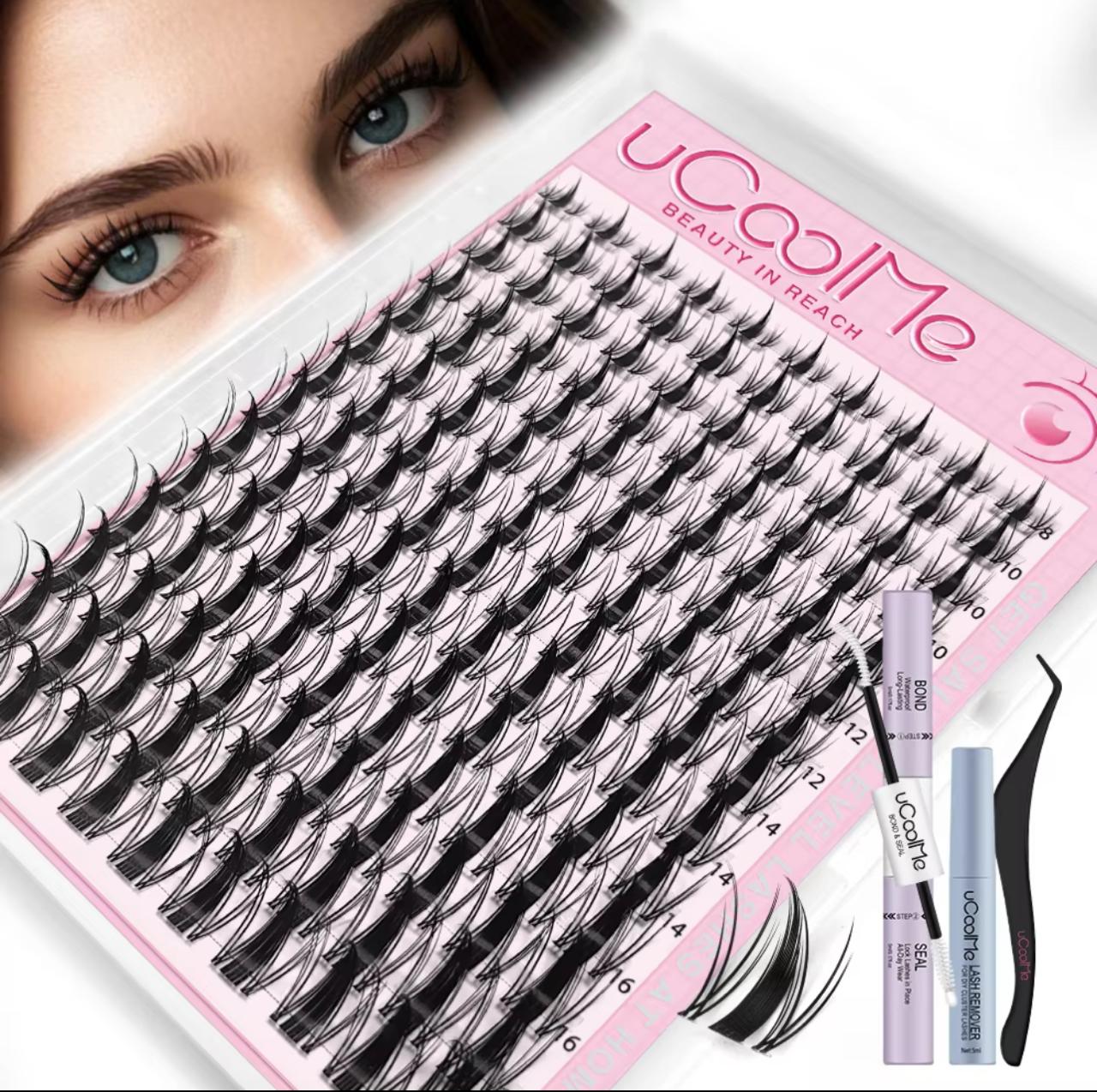 uCoolMe DIY Cluster Lash Extension Kit – Bond & Seal + Remover + Tweezers