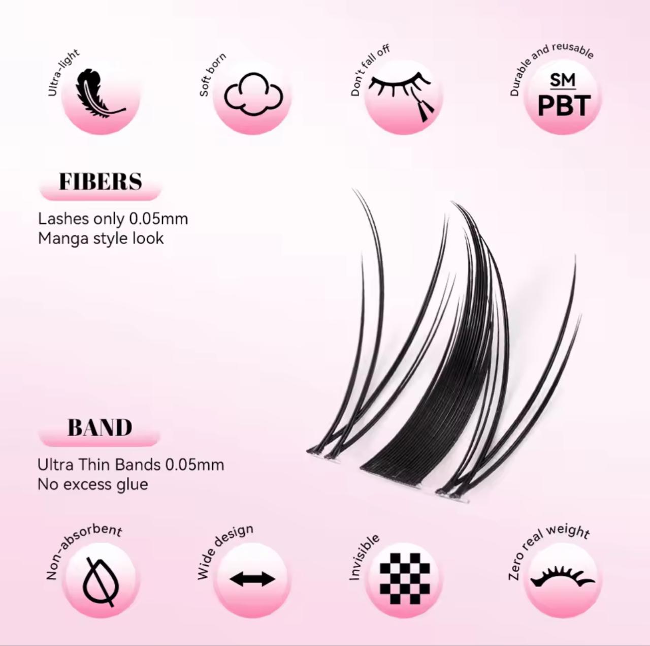 uCoolMe DIY Cluster Lash Extension Kit – Bond & Seal + Remover + Tweezers
