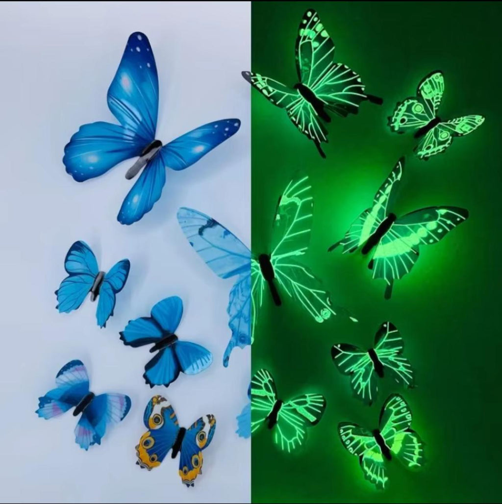 Glow in the Dark 3D Butterfly Wall Stickers – 12pcs | Room Décor