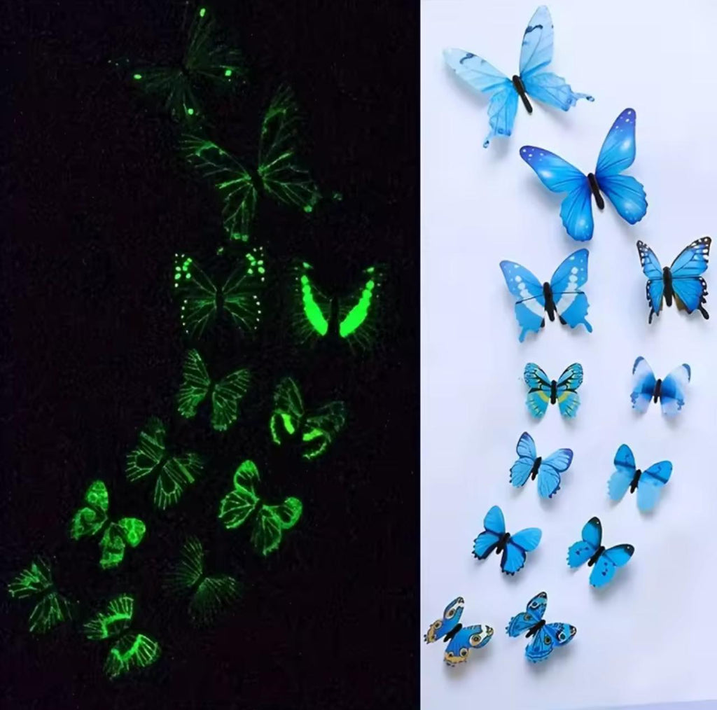 Glow in the Dark 3D Butterfly Wall Stickers – 12pcs | Room Décor