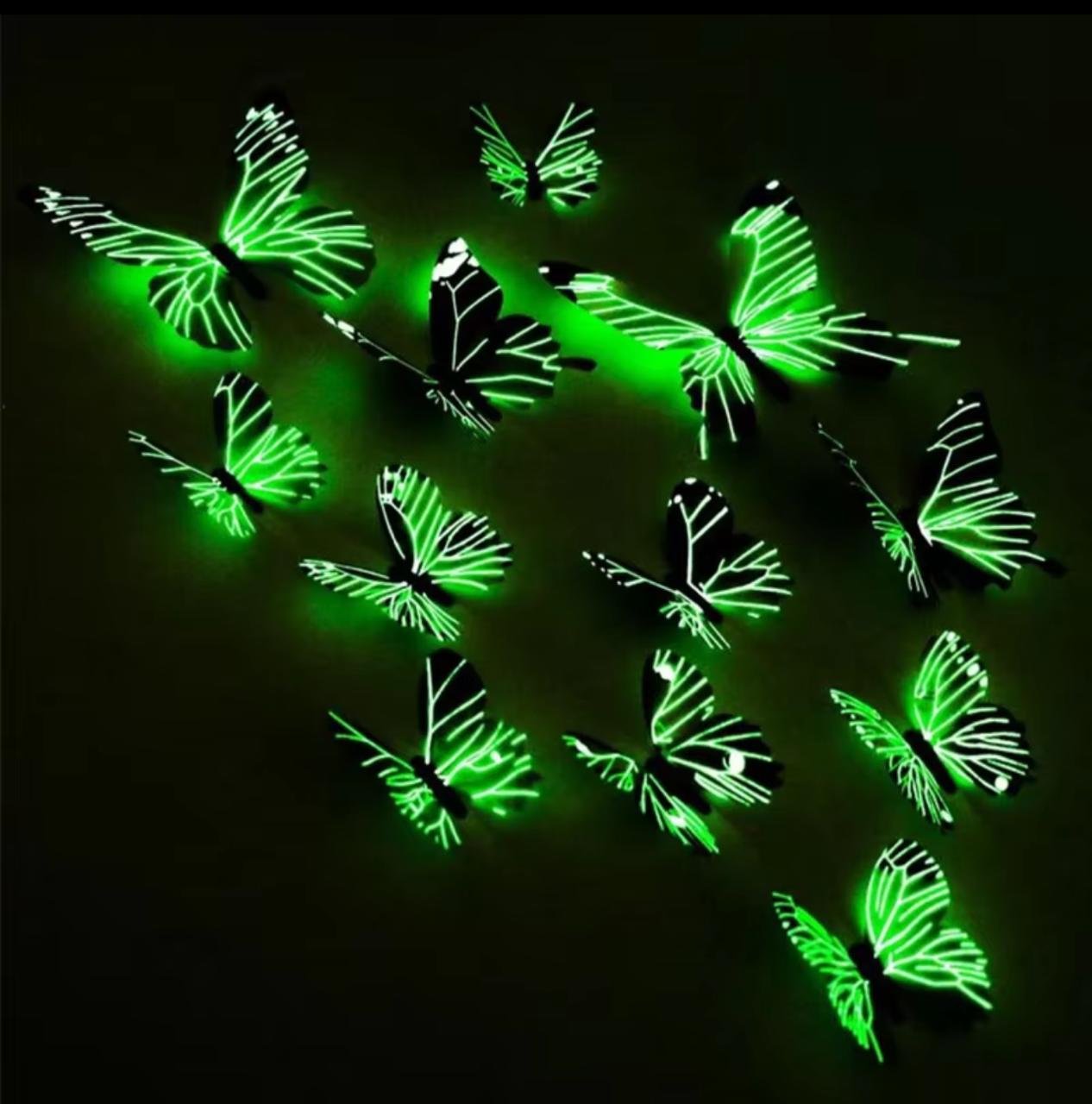Glow in the Dark 3D Butterfly Wall Stickers – 12pcs | Room Décor