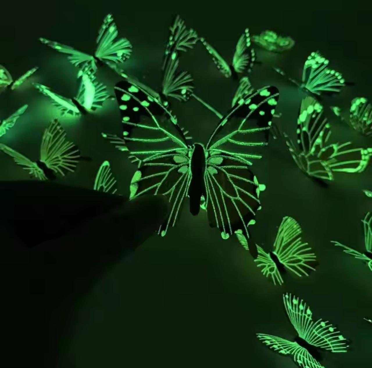 Glow in the Dark 3D Butterfly Wall Stickers – 12pcs | Room Décor