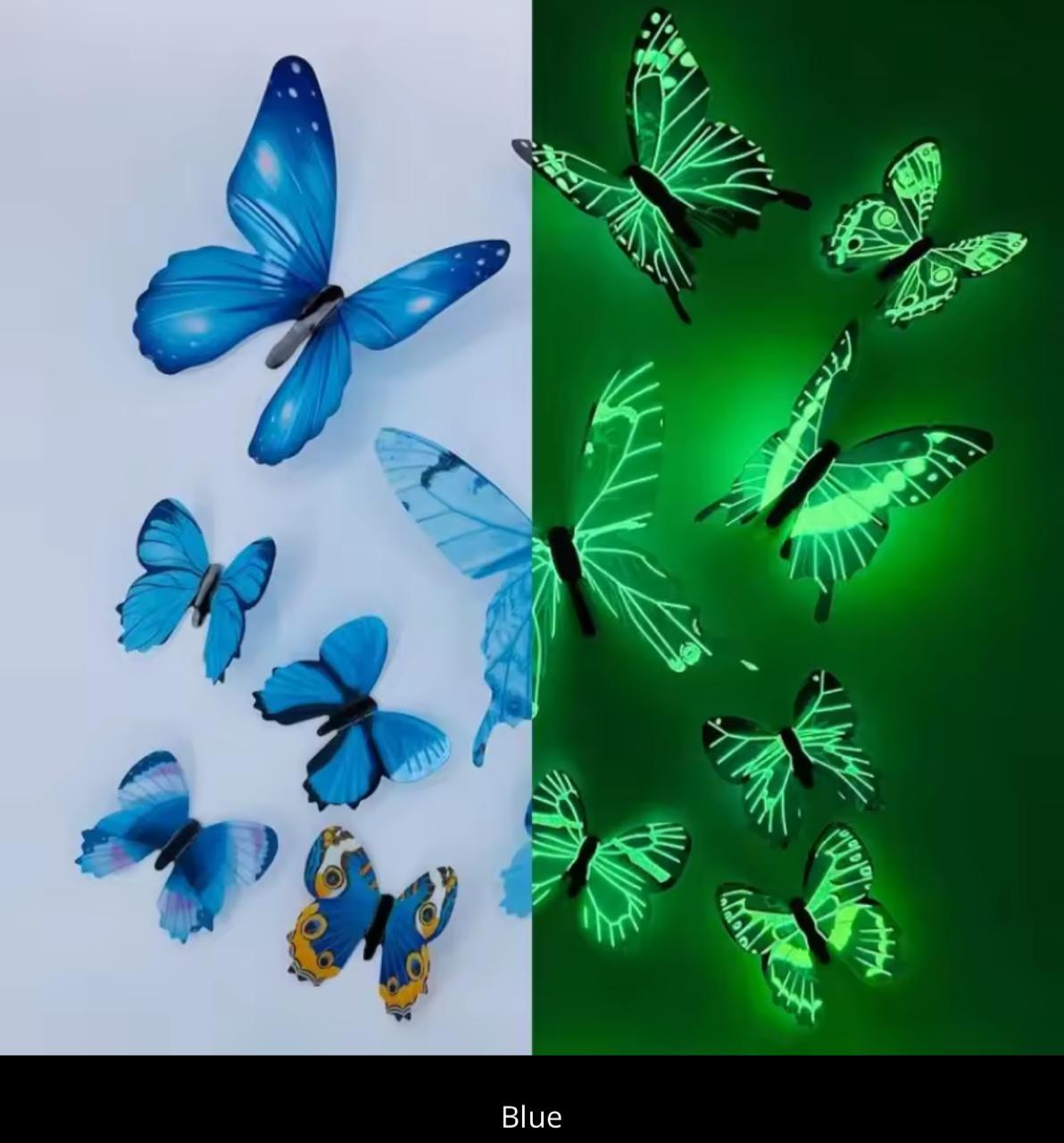 Glow in the Dark 3D Butterfly Wall Stickers – 12pcs | Room Décor
