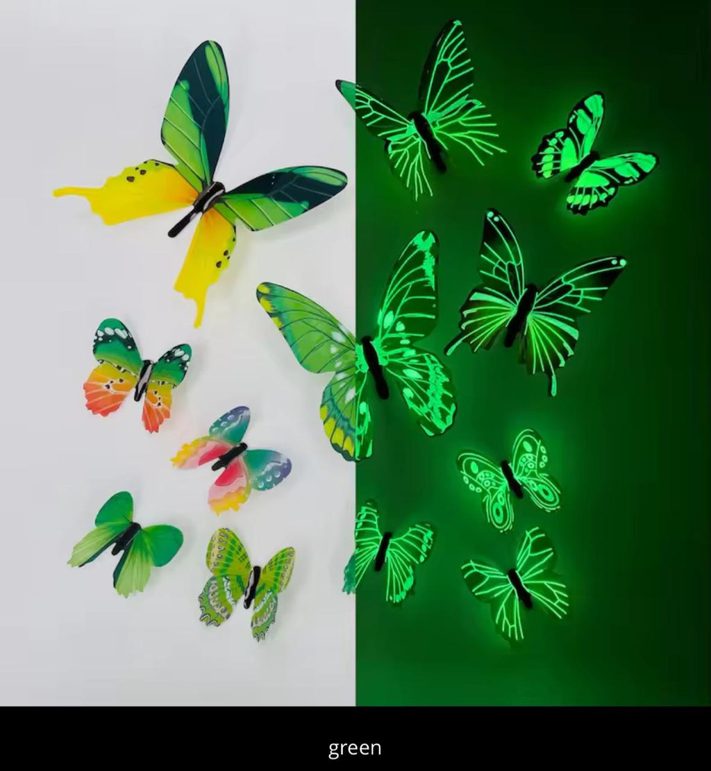 Glow in the Dark 3D Butterfly Wall Stickers – 12pcs | Room Décor