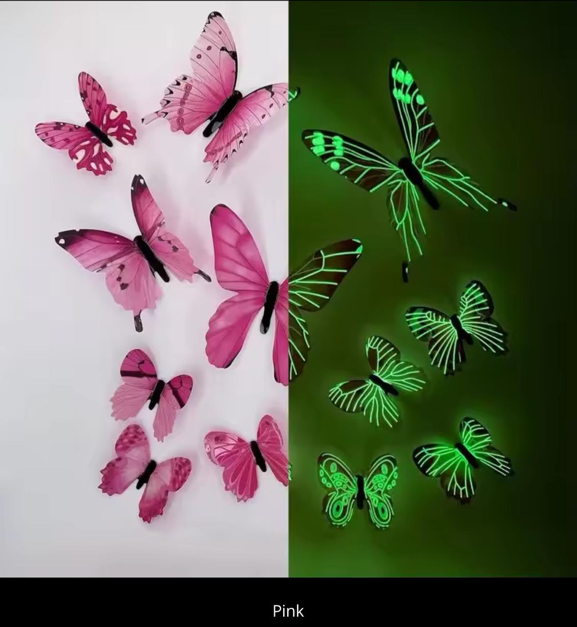 Glow in the Dark 3D Butterfly Wall Stickers – 12pcs | Room Décor