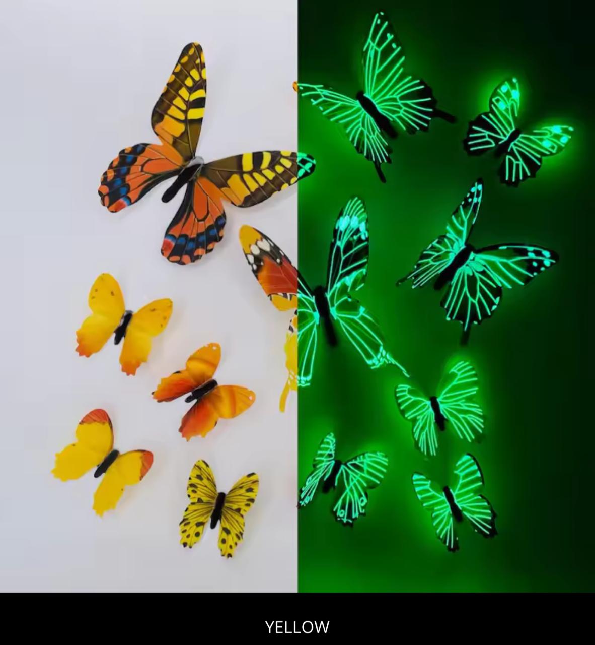 Glow in the Dark 3D Butterfly Wall Stickers – 12pcs | Room Décor