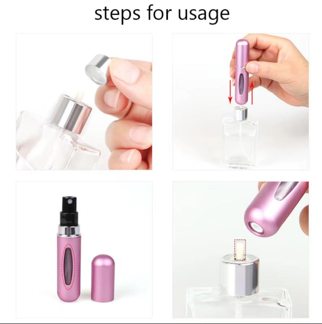 Mini Refillable Perfume Spray Bottle – 5ml | Travel Atomizer | Rose Gold, Black, Blue & More