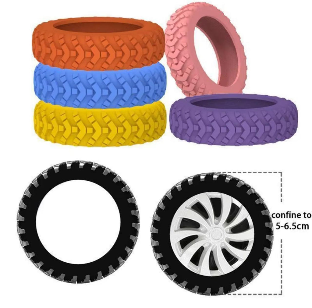 Silicone Tire-Shaped Finger Rings – 8pcs | Fun Stacking Rings | Multiple Colors