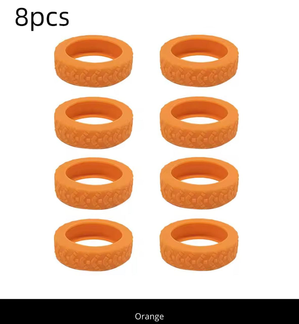 Silicone Tire-Shaped Finger Rings – 8pcs | Fun Stacking Rings | Multiple Colors