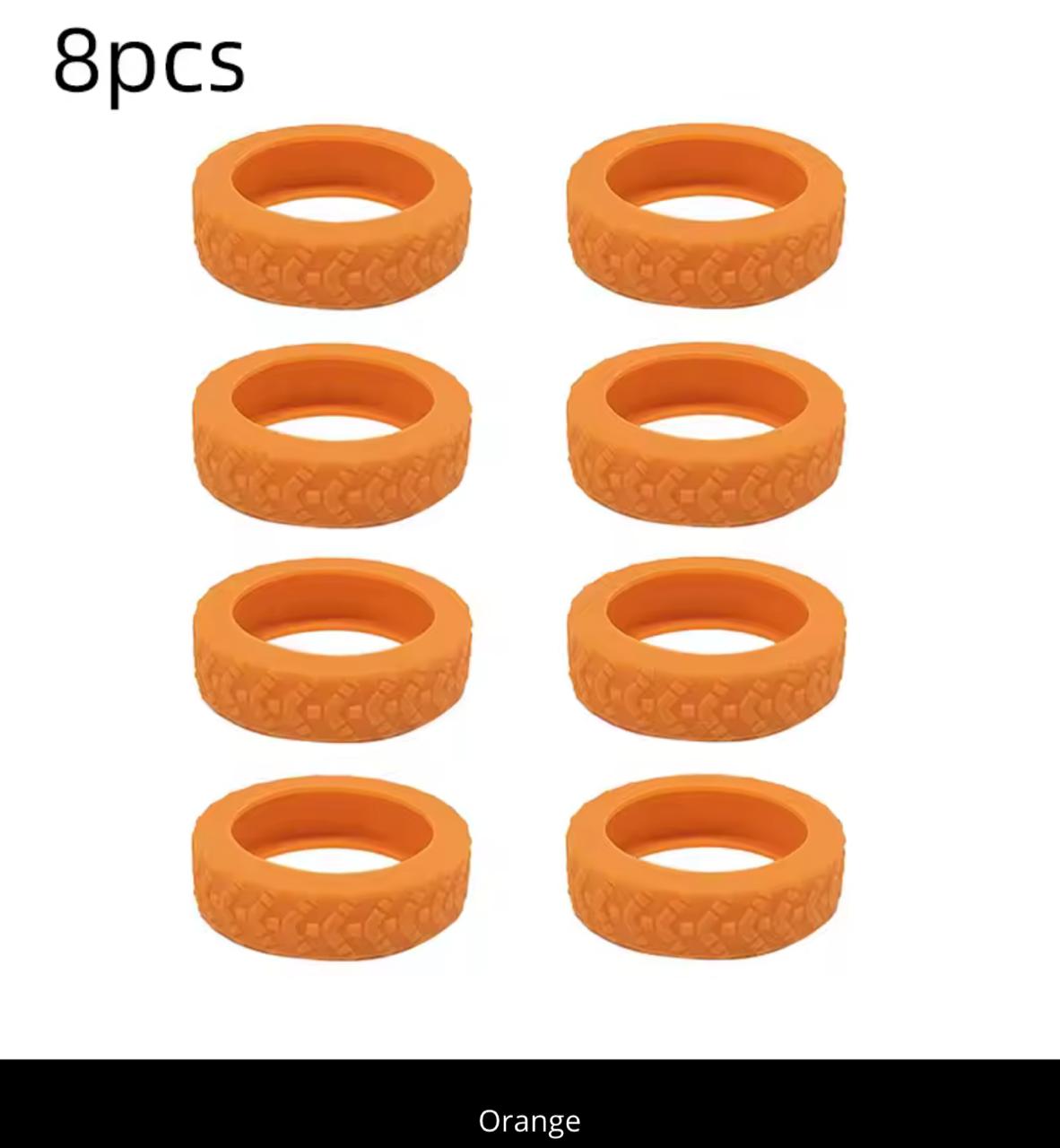 Silicone Tire-Shaped Finger Rings – 8pcs | Fun Stacking Rings | Multiple Colors