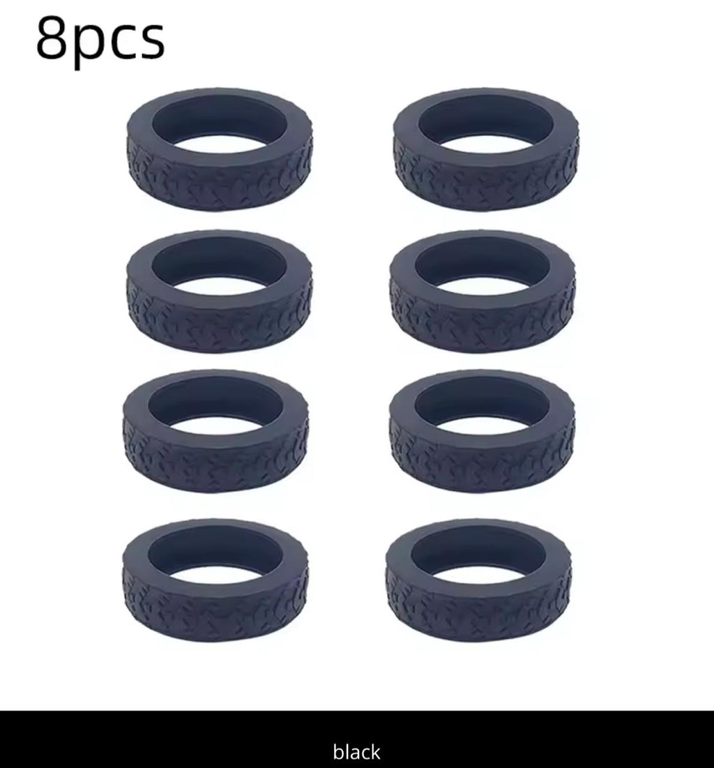Silicone Tire-Shaped Finger Rings – 8pcs | Fun Stacking Rings | Multiple Colors