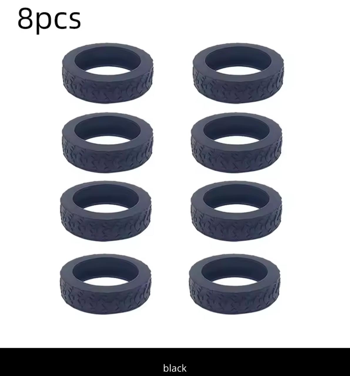 Silicone Tire-Shaped Finger Rings – 8pcs | Fun Stacking Rings | Multiple Colors