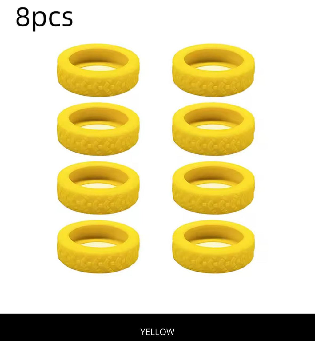 Silicone Tire-Shaped Finger Rings – 8pcs | Fun Stacking Rings | Multiple Colors