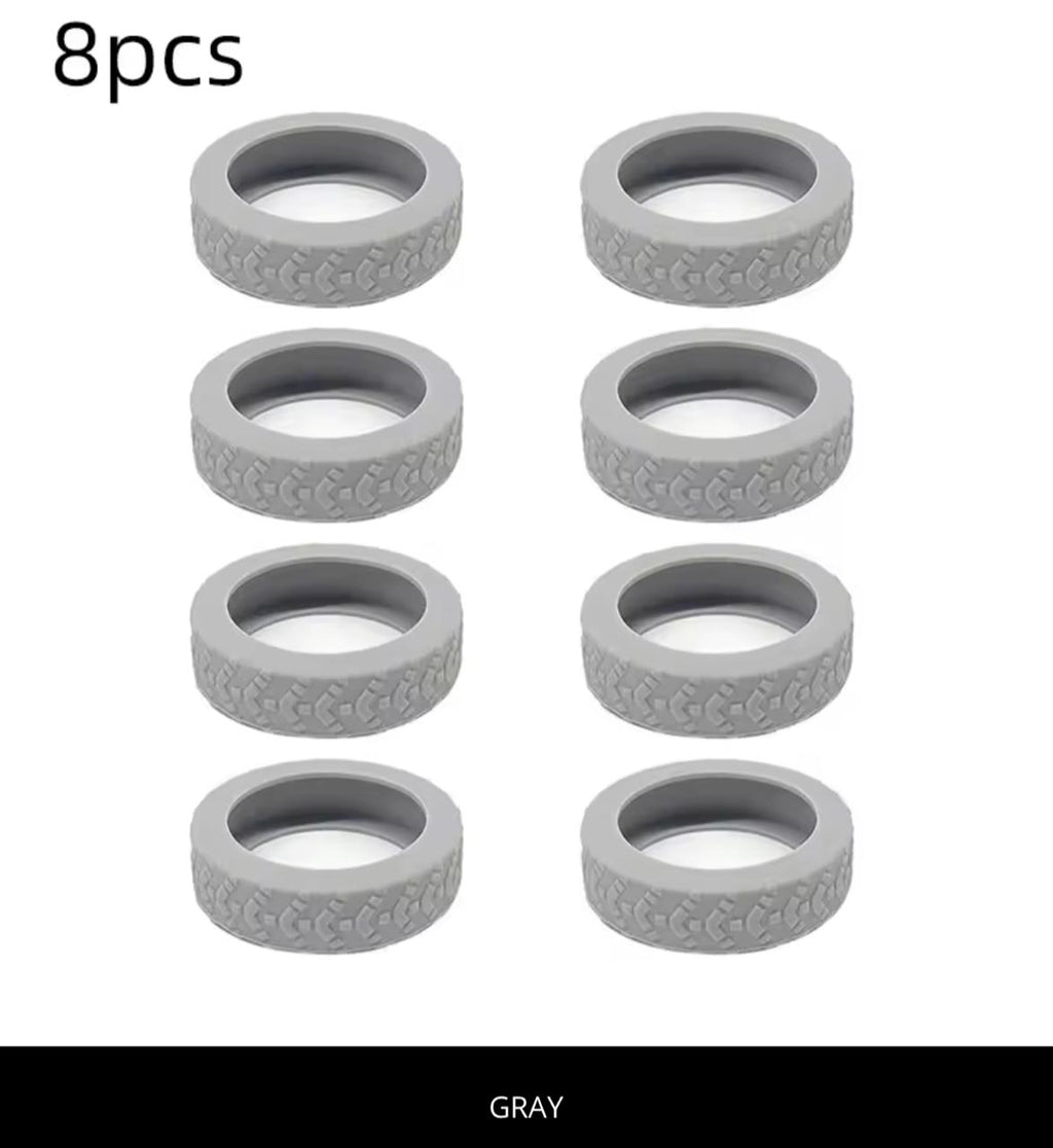 Silicone Tire-Shaped Finger Rings – 8pcs | Fun Stacking Rings | Multiple Colors