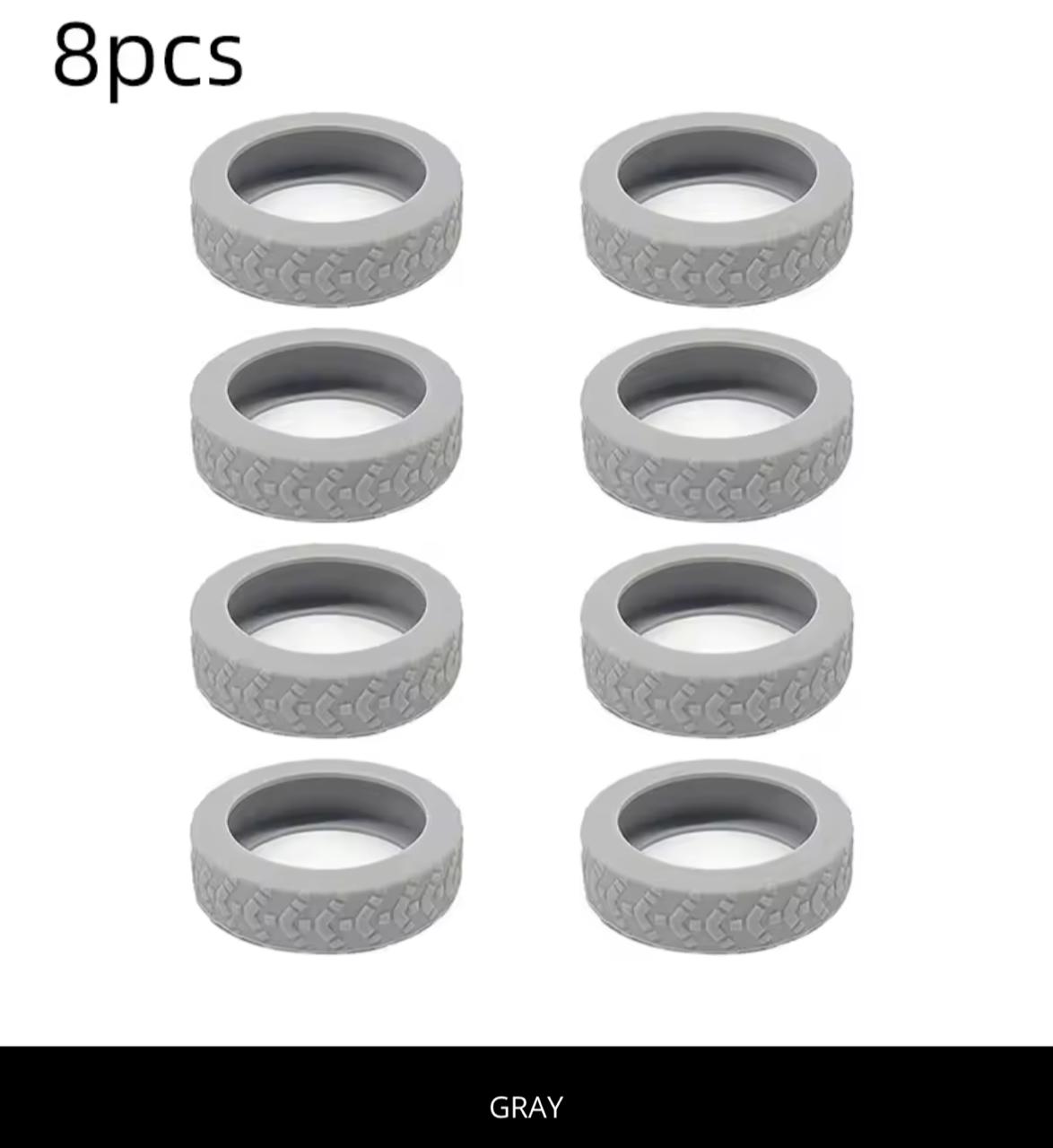 Silicone Tire-Shaped Finger Rings – 8pcs | Fun Stacking Rings | Multiple Colors