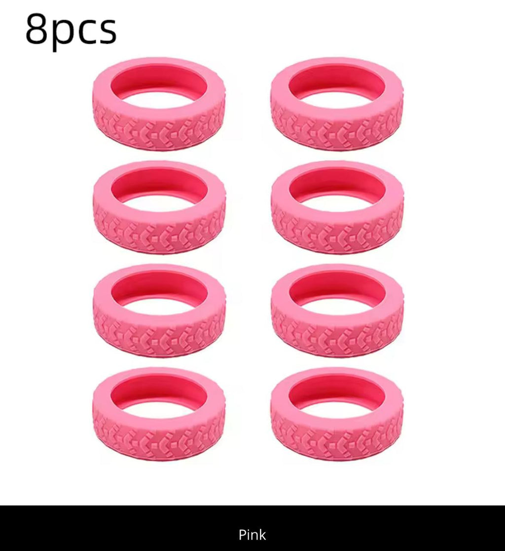 Silicone Tire-Shaped Finger Rings – 8pcs | Fun Stacking Rings | Multiple Colors