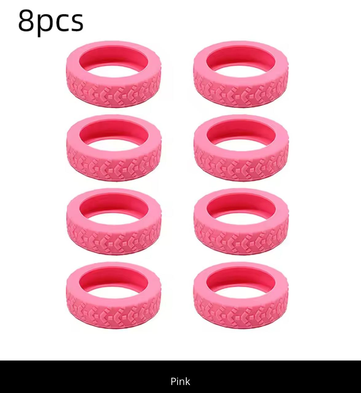 Silicone Tire-Shaped Finger Rings – 8pcs | Fun Stacking Rings | Multiple Colors