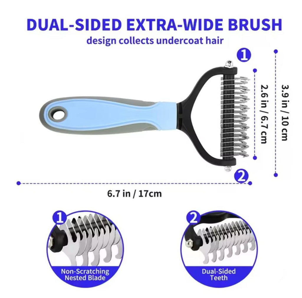 Pet Dematting Comb & Undercoat Rake – Dual-Sided | Cats & Dogs | S & L Size