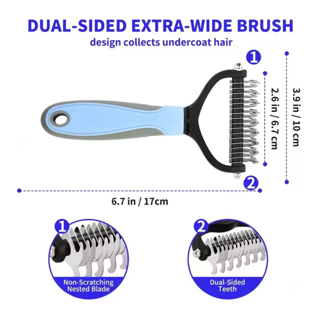 Pet Dematting Comb & Undercoat Rake – Dual-Sided | Cats & Dogs | S & L Size