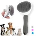 Self-Cleaning Pet Slicker Brush – One-Click Hair Removal | Cats & Dogs | Gray, Pink, Blue