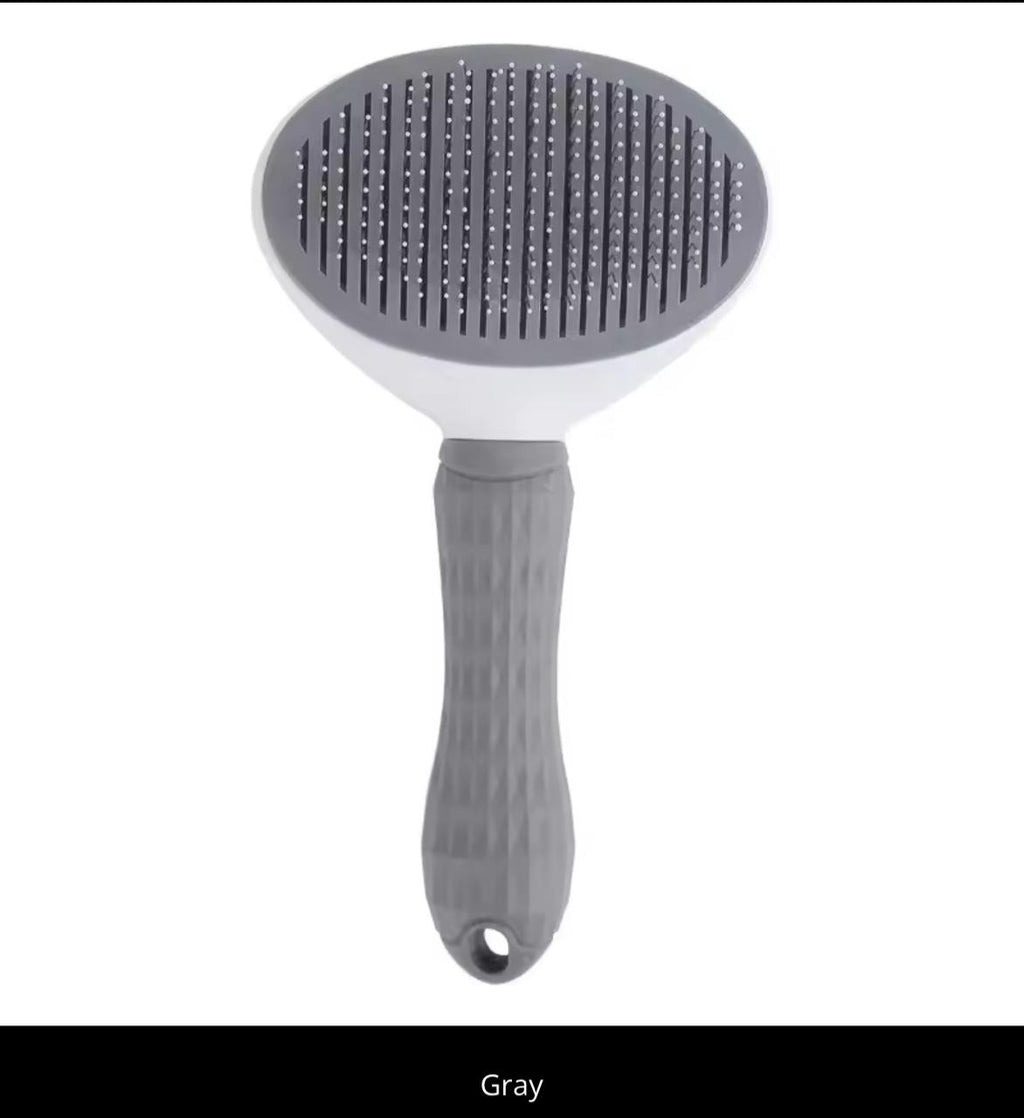 Self-Cleaning Pet Slicker Brush – One-Click Hair Removal | Cats & Dogs | Gray, Pink, Blue