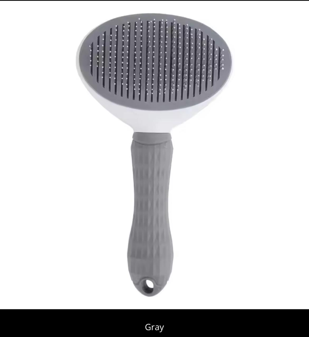 Self-Cleaning Pet Slicker Brush – One-Click Hair Removal | Cats & Dogs | Gray, Pink, Blue