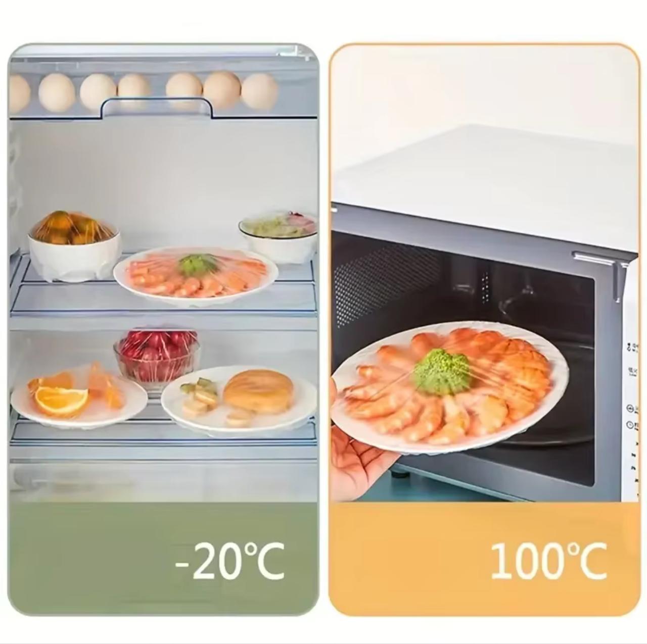Disposable Elastic Food Cover – 100pcs | Stretch Wrap | Fridge & Microwave Safe | 36cm