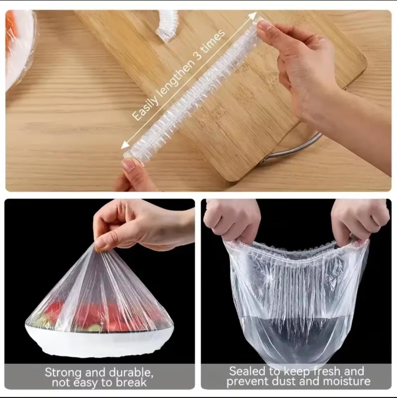 Disposable Elastic Food Cover – 100pcs | Stretch Wrap | Fridge & Microwave Safe | 36cm