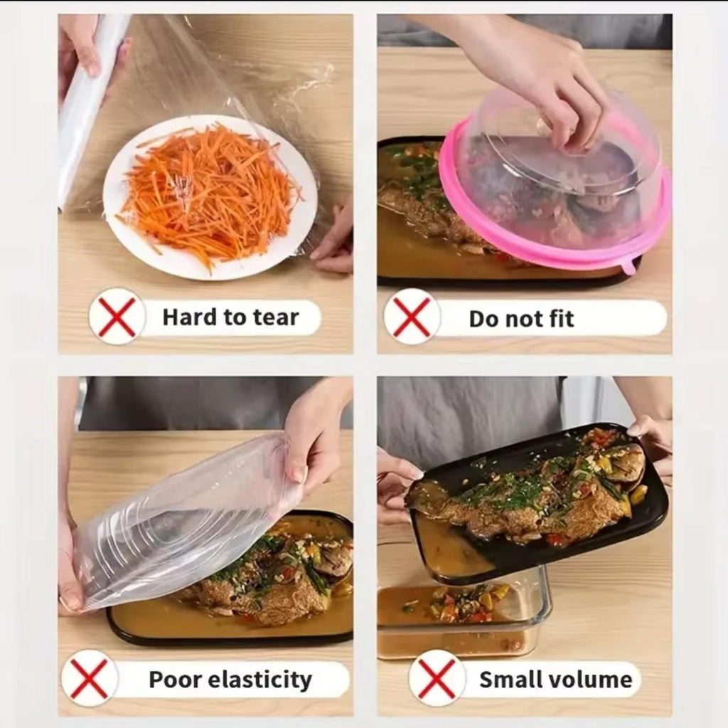 Disposable Elastic Food Cover – 100pcs | Stretch Wrap | Fridge & Microwave Safe | 36cm