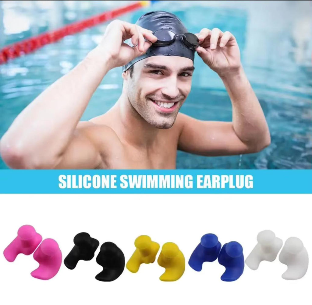 Silicone Swimming Ear Plugs – Waterproof & Noise Reduction | Blue, White, Yellow, Black, Pink