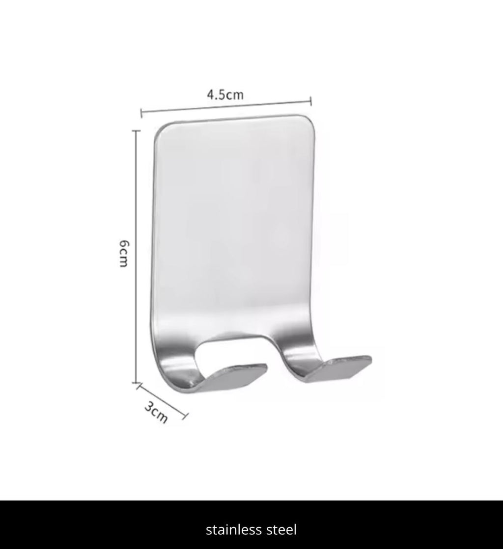 Self-Adhesive Razor Holder Wall Hook – No Drilling | 3M Adhesive | Stainless Steel & Plastic | Silver & Black