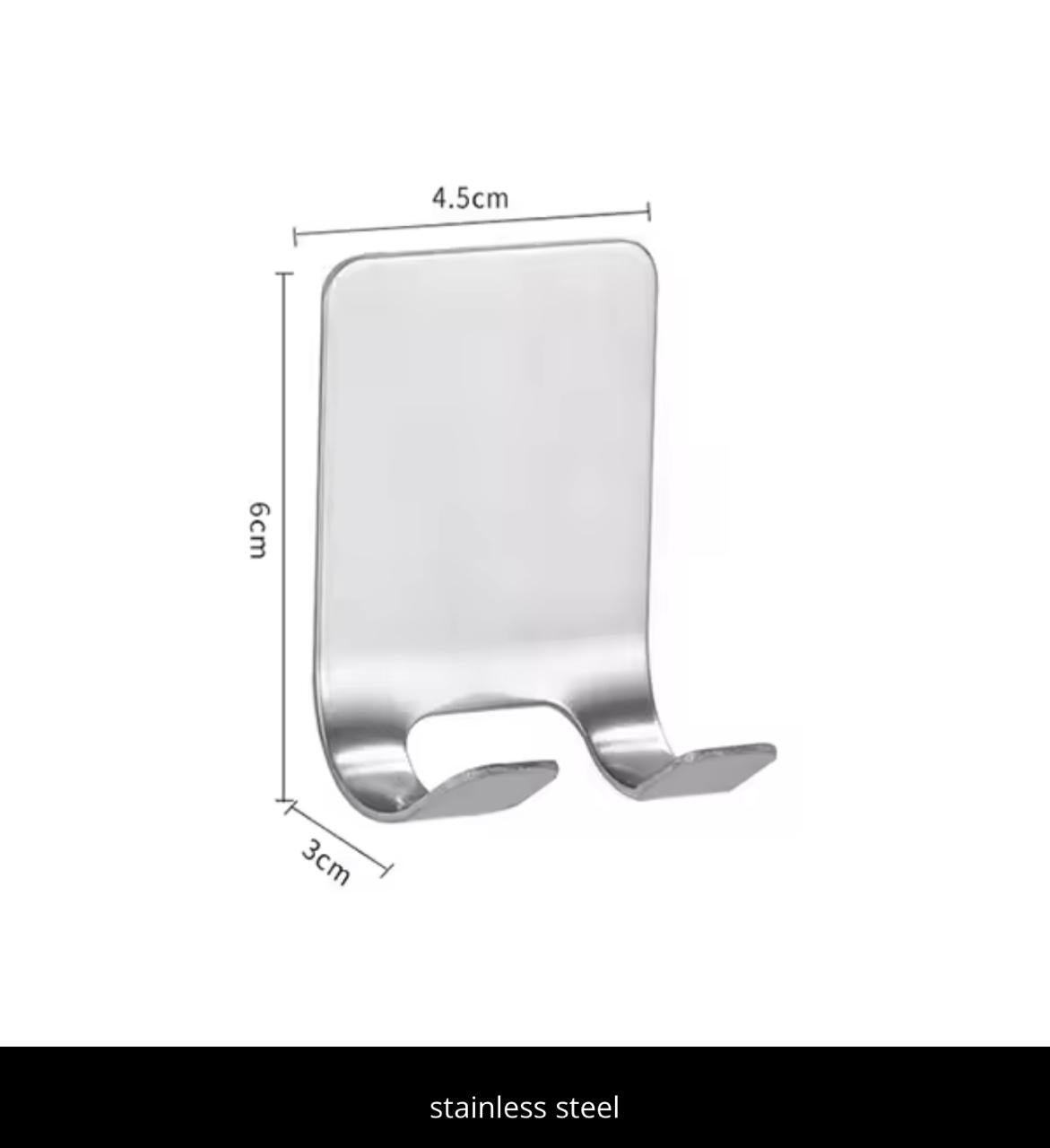 Self-Adhesive Razor Holder Wall Hook – No Drilling | 3M Adhesive | Stainless Steel & Plastic | Silver & Black