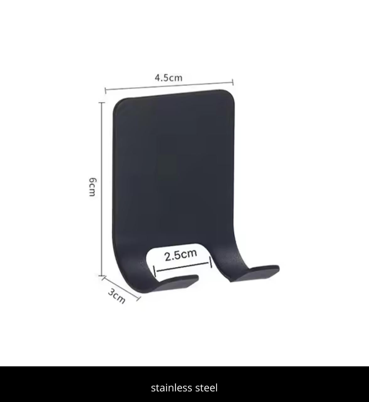 Self-Adhesive Razor Holder Wall Hook – No Drilling | 3M Adhesive | Stainless Steel & Plastic | Silver & Black