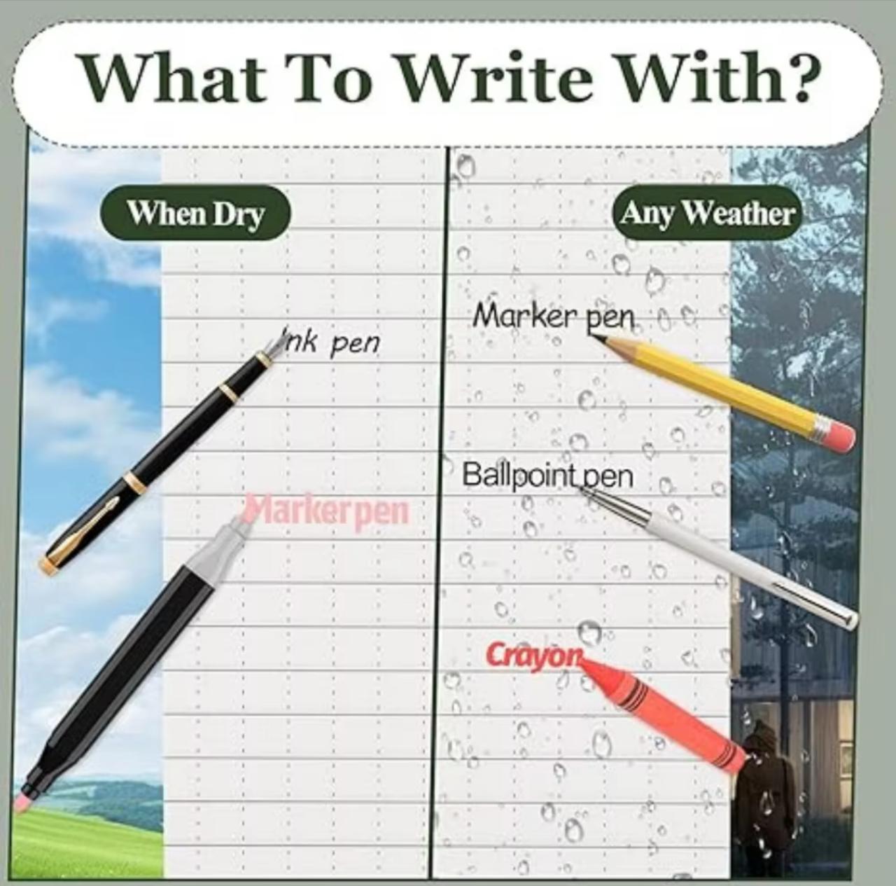 All-Weather Waterproof Notebook – Tear-Resistant Spiral Notepad