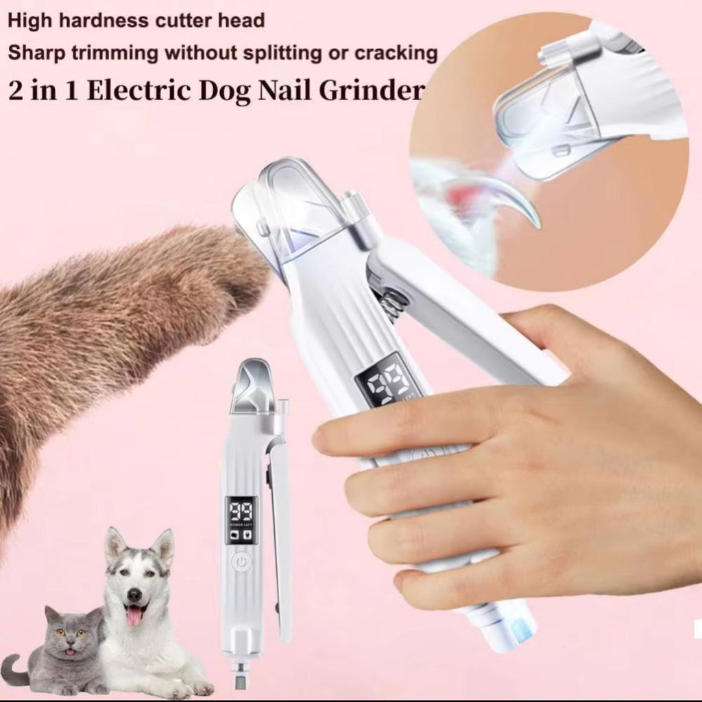 2-in-1 Electric Pet Nail Grinder & Clipper – LED Blood Line Detection, LCD Battery Display