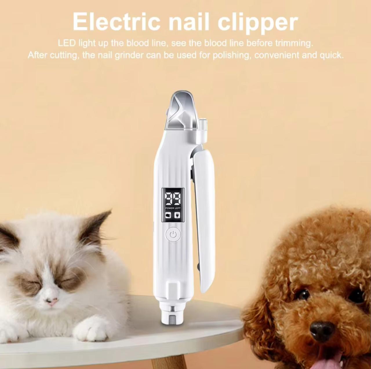 2-in-1 Electric Pet Nail Grinder & Clipper – LED Blood Line Detection, LCD Battery Display