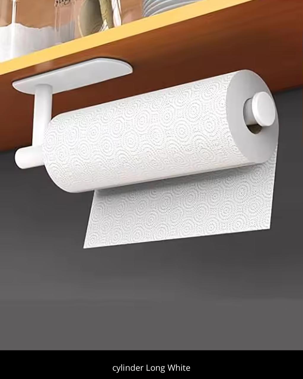 Self-Adhesive Paper Towel & Toilet Roll Holder – No Drilling | Waterproof & Rustproof | Black & White