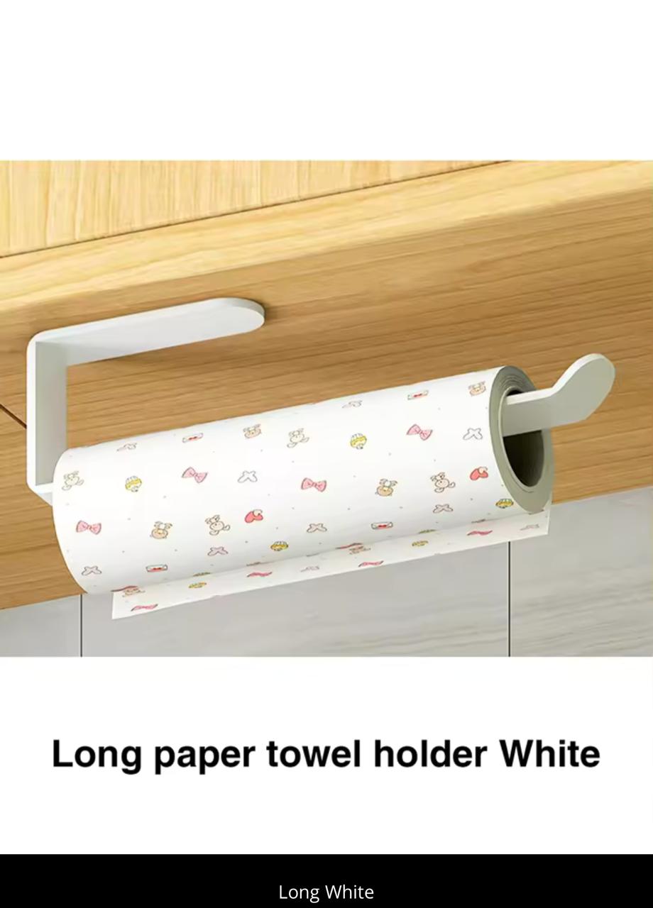 Self-Adhesive Paper Towel & Toilet Roll Holder – No Drilling | Waterproof & Rustproof | Black & White