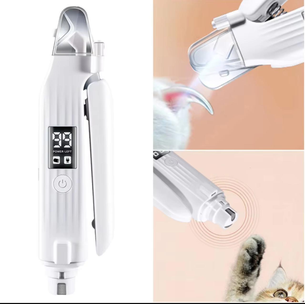 2-in-1 Electric Pet Nail Grinder & Clipper – LED Blood Line Detection, LCD Battery Display