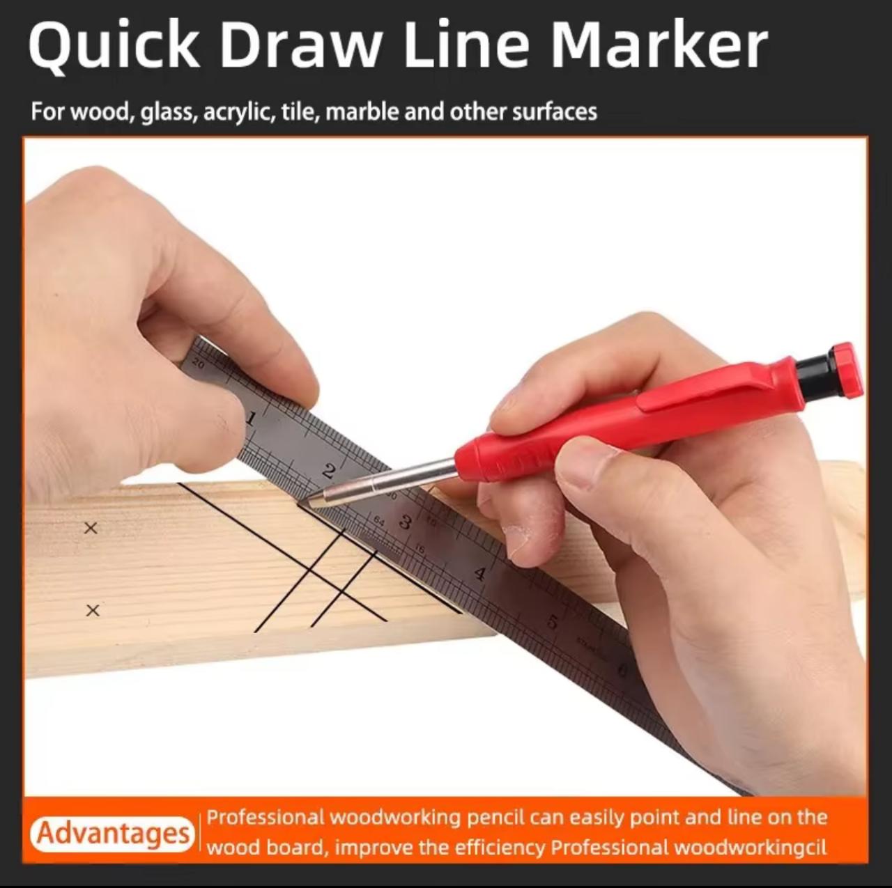 Solid Carpenter Pencil with Built-in Sharpener & Refills